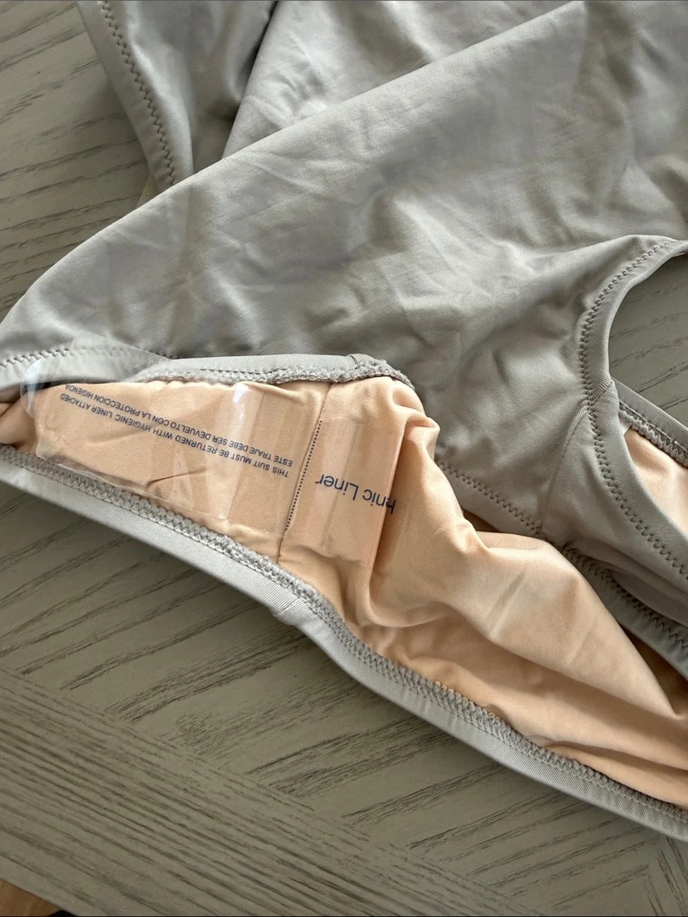 J. Crew gray one-piece swimsuit with blush lining